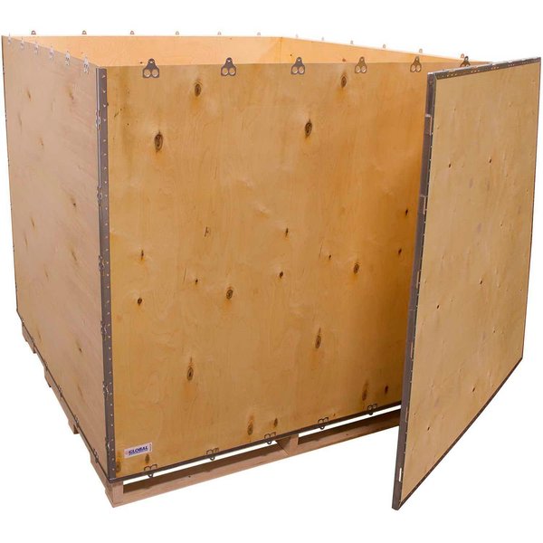 Global Industrial 6 Panel Shipping Crate w/ Lid & Pallet, 59-1/4L x 59-1/4W x 54-1/2H B2352205